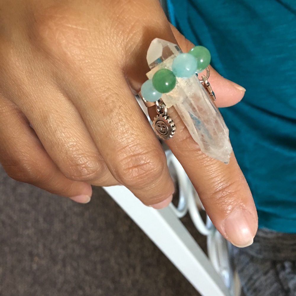 Quartz, Aventurine and Blue Quartzite Wand Ring